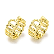 Chain-Shaped Brass Hoop Earrings, Real 18K Gold Plated, 15x6.5mm(EJEW-L211-009B-G)