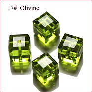 Imitation Austrian Crystal Beads, Grade AAA, Faceted, Cube, Yellow Green, 5~5.5x5~5.5x5~5.5mm(size within the error range of 0.5~1mm), Hole: 0.7~0.9mm(SWAR-F074-6x6mm-17)