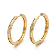 Clear Cubic Zirconia Hoop Earrings, Rack Plating Brass Jewelry  for Women, Lead Free & Cadmium Free, Real 18K Gold Plated, 30x3mm, Pin: 1mm(EJEW-F302-02G)