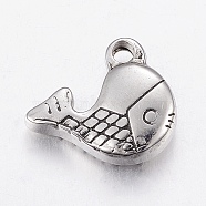304 Stainless Steel Pendants, Fish, Stainless Steel Color, 12.5x15x4.5mm, Hole: 2mm(STAS-G172-42P)