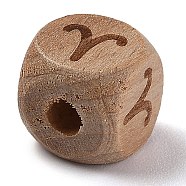 Natural Wood Constellation Beads, Cube, Aries, 12x12x12mm, Hole: 4mm(WOOD-M002-01)