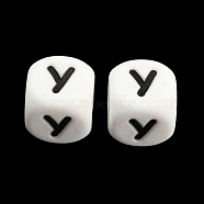 20Pcs White Cube Letter Silicone Beads 12x12x12mm Square Dice Alphabet Beads with 2mm Hole Spacer Loose Letter Beads for Bracelet Necklace Jewelry Making, Letter.Y, 12mm, Hole: 2mm(JX432Y)