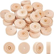 Wooden Wheels, DIY Wooden Crafts Toy Accessories, BurlyWood, 35.5x12mm, Hole: 2.5mm(WOOD-OC0001-22)