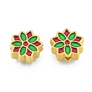 Alloy Enamel Beads, Matte Style, Flower, Matte Gold Color, 11x11.5x4mm, Hole: 1.8mm(FIND-G035-52MG)