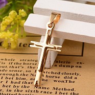 Ion Plating(IP) 304 Stainless Steel Cross Pendants, Golden, 28.6x15x3mm, Hole: 3x6mm(STAS-I035-27A)