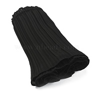 Polyester Pleated Elastic Lace Ribbon, Wave Edge Lace Trim, Clothes Accessories, Black, 6-3/4 inch(170mm)(OCOR-WH0078-65A)