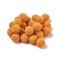 Flocky Acrylic Beads, Round, Orange, 14mm, Hole: 2mm(X-OACR-L011-D-12)