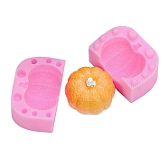 Pumpkin Fondant Molds, Food Grade Silicone Molds, For DIY Cake Decoration, Candle, Chocolate, Candy, UV Resin & Epoxy Resin Craft Making, Hot Pink, 45x65x57mm, Single Molds: 45x65x28~33.5mm, Inner Diameter: 40x50mm(DIY-I060-20B)