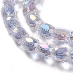 AB Color Plated Glass Beads, Faceted Barrel, Clear AB, 8x8mm, Hole: 1mm(GLAA-F108-12B-02)
