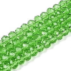 Glass Beads Strands, Faceted, Rondelle, Lime, 6x5mm, Hole: 1mm, about 84~85pcs/strand, 16.34~16.54 inch(41.5~42cm)(EGLA-A044-T6mm-D11)