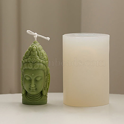 DIY Candle Food Grade 3D Bust Portrait Silicone Molds, Half-body Sculpture Resin Casting Molds, For UV Resin, Epoxy Resin Jewelry Making, Avalokitesvara Head, White, 9x6x5cm(CAND-PW0005-009A)