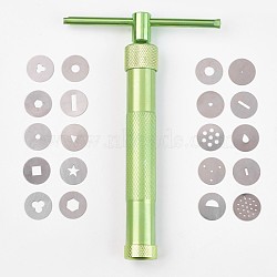 Zinc Alloy Squeeze Mud Mold, Sugar Paste Extruder, Craft Fondant Cake Chocolate Clay Jelly Tools, Spring Green, 16.4x2.2~10.6cm, Disc: 1.85x0.03cm, 21pcs/set(TOOL-WH0050-02)