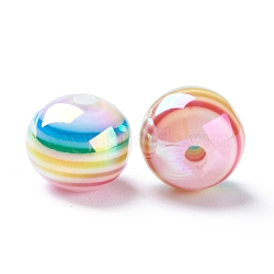Stripe Resin Beads, AB Color, Rondelle, Colorful, 12x10mm, Hole: 2~2.5mm(X-RESI-B014-01A-13)