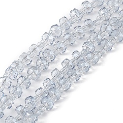 Transparent Electroplate Glass Beads Strands, Faceted, Rondelle, Pearl Luster Plated, Light Steel Blue, 5.5x3.5~4mm, Hole: 1mm, about 100pcs/strand, 21.65~22.05 inch(55~56cm)(EGLA-F153-PL02)