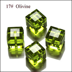 K9 Glass, Imitation Austrian Crystal Beads, Grade AAA, Faceted, Cube, Yellow Green, 5~5.5x5~5.5x5~5.5mm(size within the error range of 0.5~1mm), Hole: 0.7~0.9mm(SWAR-F074-6x6mm-17)