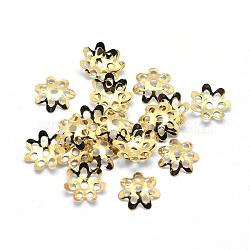 Brass Bead Caps, Lead Free & Cadmium Free & Nickel Free, Multi-Petal, Raw(Unplated), 8x1.5mm, Hole: 1mm(KK-G319-03C-RS)