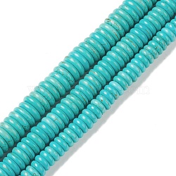 Synthetic Howlite Beads Strands, Dyed, Flat Round, Turquoise, 8~12x3~3.5mm, Hole: 1.4~1.8mm, 13.39~16.02 inch(34~40.7cm), about 98~123pcs/strand, about 6~9 strands/500g(G-A211-13)