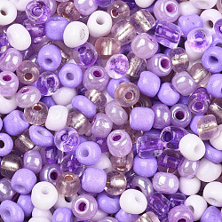 Opaque & Transparent Inside Colours Glass Seed Beads, Round Hole, Round, Mixed Color, Medium Purple, 4mm, Hole: 1.4~1.5mm(SEED-F004-4mm-03)