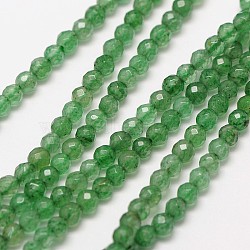 Natural Green Aventurinee Beads Strands, Faceted Round, 3mm, Hole: 0.8mm, about 129pcs/strand, 15 inch(X-G-A129-3mm-D02)
