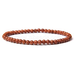 Synthetic Goldstone Beads Stretch Bracelets, Round, 4mm(XZ8284-6)