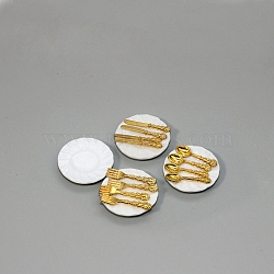 Miniature Ceramic Plate and Alloy Western Tableware, Doll House Miniature Toy Model, Golden, 23x4mm(PW-WG89318-02)