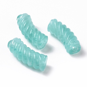 Two Tone Opaque Acrylic Beads, Curved Tube, Turquoise, 35x14x11.5mm, Hole: 3.2mm, about 152pcs/500g