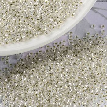 MIYUKI Round Rocailles Beads, Japanese Seed Beads, (RR1901) Semi-Frosted Silverlined Crystal, 15/0, 1.5mm, Hole: 0.7mm, about 27777pcs/50g