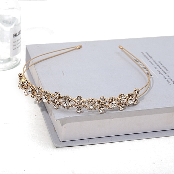 Wedding Bridal Glass Rhinestone Hair Bands for Women Girls, Golden, 150mm