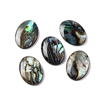 Natural Paua Shell Epoxy Resin Cabochons, Oval, 14x10x2mm