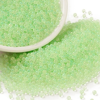 Luminous Transparent Glass Seed Round Beads, No Hole/Undrilled, Grade A, Pale Green, 2~2.5mm, about 10000pcs/bag