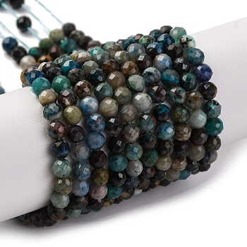 Natural Chrysocolla Beads Strands, Faceted, Round, 4mm, Hole: 0.6mm, about 96pcs/strand, 15.31''(38.9cm)