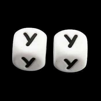 20Pcs White Cube Letter Silicone Beads 12x12x12mm Square Dice Alphabet Beads with 2mm Hole Spacer Loose Letter Beads for Bracelet Necklace Jewelry Making, Letter.Y, 12mm, Hole: 2mm