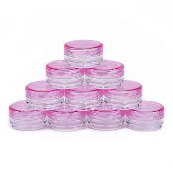 3G Plastic Empty Portable Facial Cream Jar, Refillable Cosmetic Containers, with Screw Lid, Deep Pink, 2.9x1.6cm, Capacity: 3g
