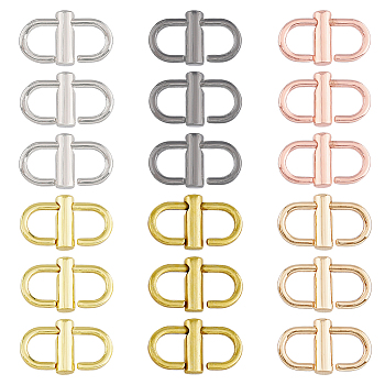 18Pcs 6 Colors Alloy Adjustable Buckles, for Chain Strap Bag Shorten Handbag Crossbody Chain Accessories, Mixed Color, 21.5x12.5x4mm, Inner Diameter: 6.5x18mm, 3pcs/color