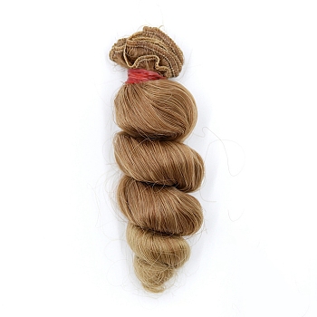 High Temperature Fiber Long Curly Hairstyle Doll Wig Hair, for DIY Girl BJD Makings Accessories, Camel, 5.91 inch(15cm)