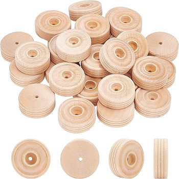 Wooden Wheels, DIY Wooden Crafts Toy Accessories, BurlyWood, 35.5x12mm, Hole: 2.5mm