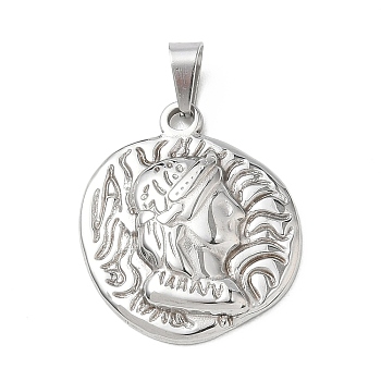 304 Stainless Steel Pendants, with 201  Stainless Steel Ice Pick Pinch Bails, Irregular Shape with Abstract Painting Charms, Stainless Steel Color, 23x20x2.5mm, Hole: 6x3mm.