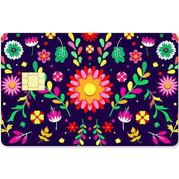 PVC Plastic Waterproof Card Stickers, Self-adhesion Card Skin for Bank Card Decor, Rectangle, Flower, 186.3x137.3mm