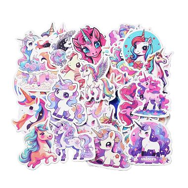 50Pcs Unicorn PVC Self Adhesive Cartoon Stickers(STIC-G001-09)-2