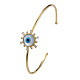 Shell Evil Eye Open Cuff Bangle with Synthetic Turquoise(BJEW-N012-041)-1