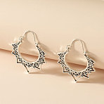 Alloy Hoop Earrings, Antique Silver, Flower, 40mm(FS-WG0F541-02)