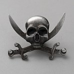 Skull Alloy Brooches, Antique Silver, 30x38mm(AJEW-WH0270-462C)