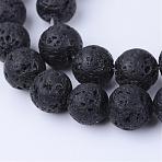 Natural Lava Rock Beads Strands, Round, 6~6.5mm, Hole: 1mm, about 60~62pcs/strand, 15.5 inch(G-Q462-6mm-24)