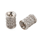 925 Sterling Silver Micro Pave Clear Cubic Zirconia Beads, Column, Platinum, 6x4.5x4.5mm, Hole: 1.6mm(STER-M018-11P)
