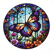 Stained Acrylic Window Planel with Chain, for Window Suncatcher Home Hanging Ornaments, Butterfly, 200x200mm(STGL-PW0001-04B)