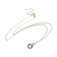 Letter Brass Micro Pave Cubic Zirconia Initial Pendants Necklaces, with Brass Cable Chains and Lobster Claw Clasps, with Cardboard Packing Box, Golden, Letter.O, 16.1 inch~16.9 inch(41~43cm), Pendant: 13x4~10x2mm(NJEW-JN02585-14)