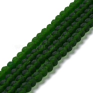 Transparent Glass Beads Strands, Faceted, Frosted, Rondelle, Dark Green, 2.9~3.3mm, Hole: 1mm, about 145~150pcs/strand, 34~35cm(EGLA-A034-T2mm-MD24)