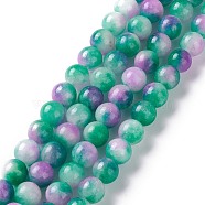 Dyed Natural White Jade Beads Strands, Round, Green, 8mm, Hole: 1mm, about 48pcs/strand, 15.16 inch(38.5cm)(G-I299-F02-8mm)