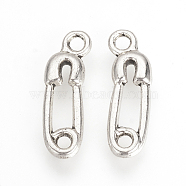 Tibetan Style Alloy Pendants, Safety-pin, Cadmium Free & Lead Free, Antique Silver, 19x6x2mm, Hole: 2mm(X-TIBEP-Q064-153AS-RS)