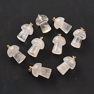Natural Quartz Crystal Pendants, with Platinum Tone Brass Findings, Mushroom, 33mm(G-M380-C11-P)